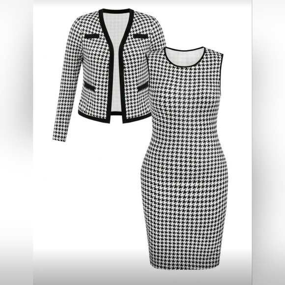 Dresses & Skirts - Black and White Houndstooth Dress and Jacket Set